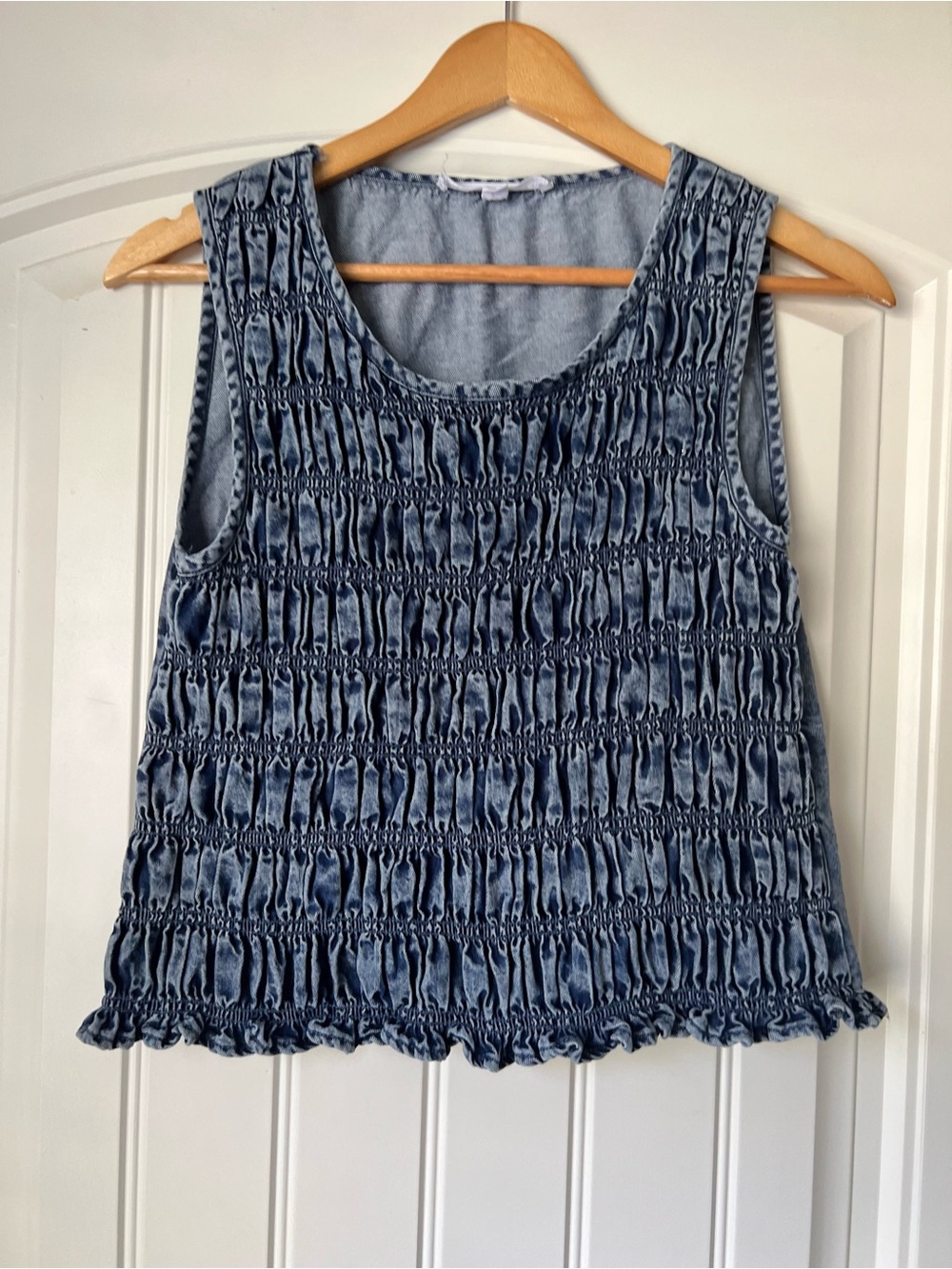 Jane + Delancey Smocked Sleeveless Tank Top - Blue